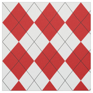 Preppy Argyle Tartan Diamond Plaid Red White Fabric