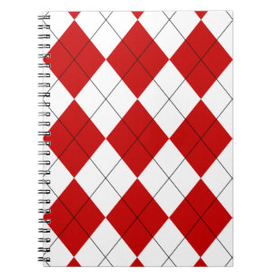Preppy Argyle Tartan Diamond Plaid Red White Notebook