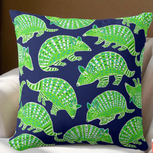 Preppy Armadillos Navy Blue Green  Cushion