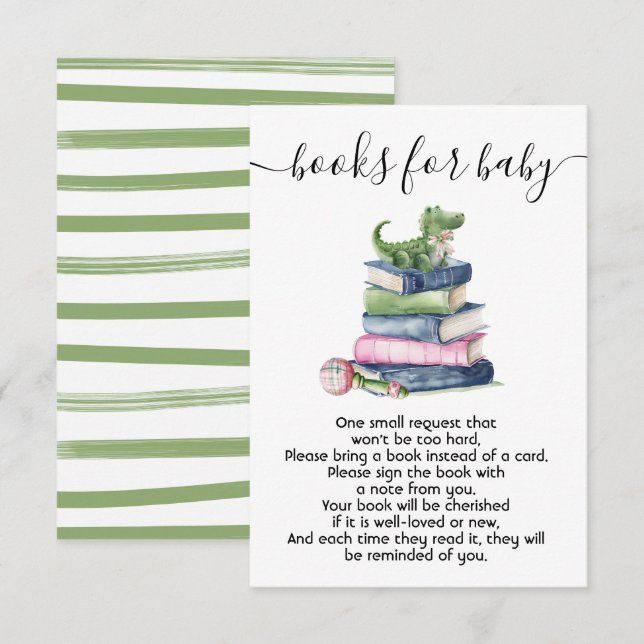 Preppy baby shower books for baby card (Front/Back)