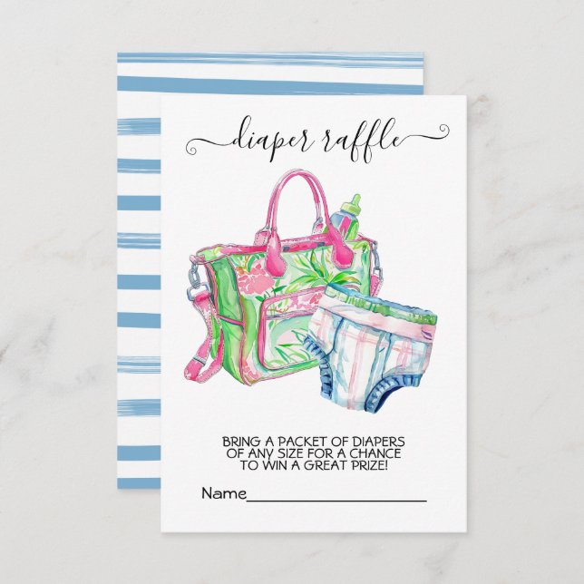 Preppy Baby Shower diaper raffle card (Front/Back)