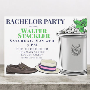 Preppy Bachelor Party Derby Invitation