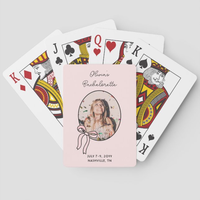 Preppy Bachelorette Party Game Pink Coquette Girly Playing Cards (Back)