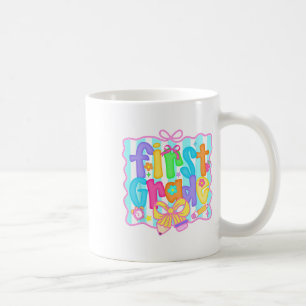 Preppy Back To School 1st Grade Coquette Bow Girls Coffee Mug