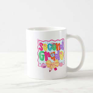 Preppy Back To School 2nd Grade Coquette Bow Girls Coffee Mug