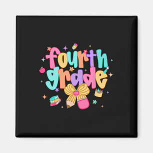 Preppy Back To School 4th Grade Coquette Bow Girls Magnet