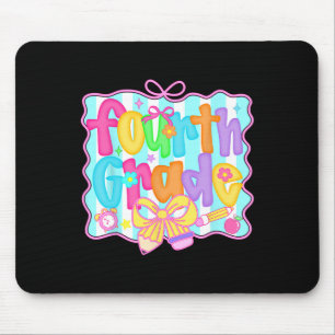 Preppy Back To School 4th Grade Coquette Bow Girls Mouse Mat