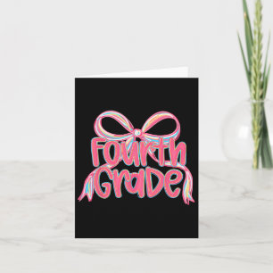 Preppy Back To School 4th Grade Pink Coquette Bow Card