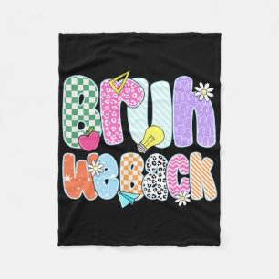 Preppy Back To School Colourful Bruh We Back Teach Fleece Blanket