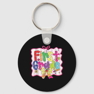 Preppy Back To School Coquette First Grade Girly C Key Ring