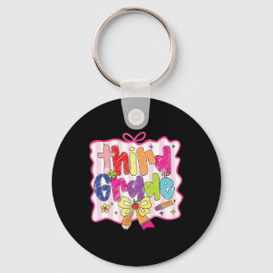 Preppy Back To School Coquette Third Grade Girly C Key Ring