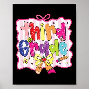 Preppy Back To School Coquette Third Grade Girly C Poster