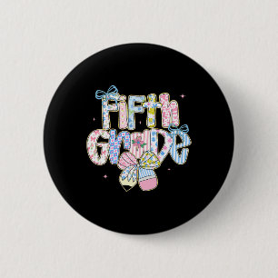 Preppy Back To School Floral 5th Grade Coquette Gi 6 Cm Round Badge