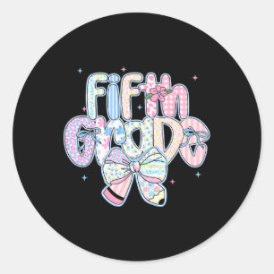 Preppy Back To School Floral 5th Grade Coquette Gi Classic Round Sticker