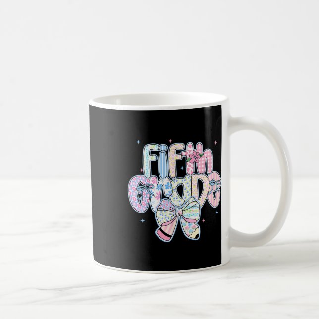 Preppy Back To School Floral 5th Grade Coquette Gi Coffee Mug (Right)