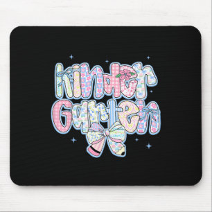 Preppy Back To School Floral Kindergarten Coquette Mouse Mat