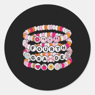 Preppy Back To School Fourth Grade Bracelet Teache Classic Round Sticker
