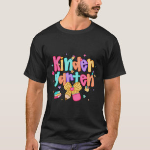 Preppy Back To School Kindergarten Coquette Bow Gi T-Shirt