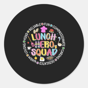 Preppy Back To School Lunch Lady Squad Cafeteria C Classic Round Sticker