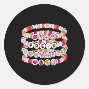Preppy Back To School Pre-k Bracelet Teachers Stud Classic Round Sticker