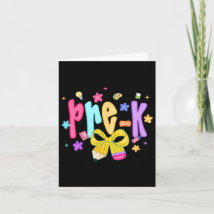 Preppy Back To School Pre-k Cute Coquette Bow Girl Card