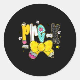 Preppy Back To School Pre-k Cute Coquette Bow Girl Classic Round Sticker