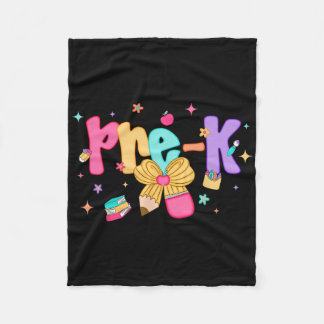 Preppy Back To School Pre-k Cute Coquette Bow Girl Fleece Blanket