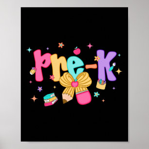 Preppy Back To School Pre-k Cute Coquette Bow Girl Poster