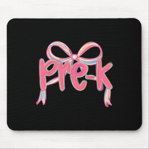 Preppy Back To School Pre-k Pink Coquette Bow Girl Mouse Mat