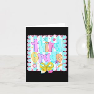 Preppy Back To School Third 3rd Grade Teacher Stud Card