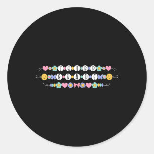 Preppy Back To School Third Grade Bracelet Teacher Classic Round Sticker