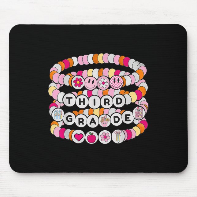 Preppy Back To School Third Grade Bracelet Teacher Mouse Mat (Front)