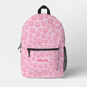 Preppy Backpack, Pink School Supplies Printed Backpack
