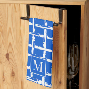 Preppy Bamboo – Royal Blue Coastal Monogram Tea Towel