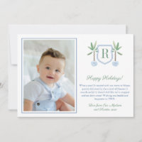 Preppy Banana Tree Monogram Merry Christmas Photo