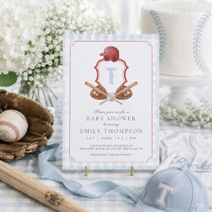 Preppy Baseball Crest Baby Shower Invitation