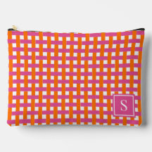 Preppy Basket Weave – Hot Pink & Orange Monogram