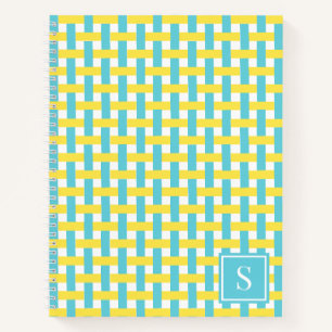 Preppy Basket Weave – Yellow & Turquoise Monogram Notebook