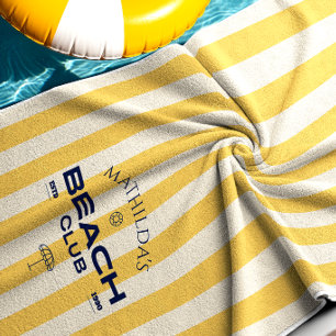 Preppy Beach Club Birthday Invitation Towel