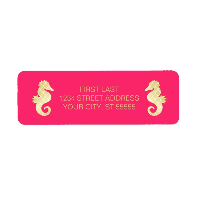 Preppy Beach Seahorse Pink Gold Wedding (Front)