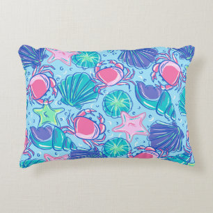 Preppy Beach Shell Crab Decorative Cushion