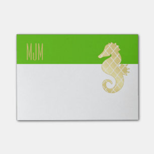 Preppy Beach Tropical Seahorse Green Post-it Notes