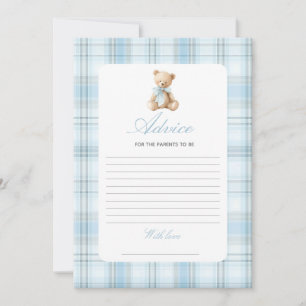 Preppy Bear Baby Shower Boy Advice Game Invitation