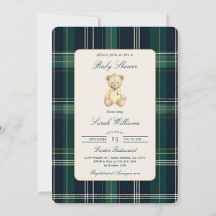 Preppy Bear Baby Shower Boy Invitation