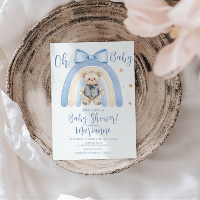  Preppy Bear Boy Baby Shower   Invitation (Creator Uploaded)