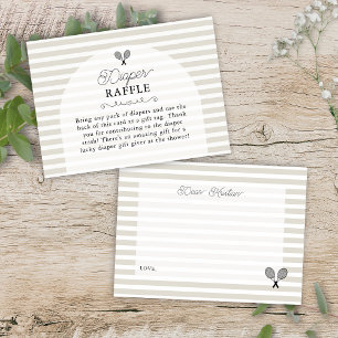Preppy Beige Tennis Baby Shower Diaper Raffle Enclosure Card