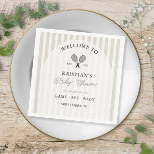 Preppy Beige Tennis Country Club Baby Shower Napkin