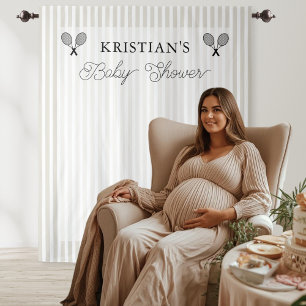 Preppy Beige Tennis Theme Baby Shower Backdrop Tapestry