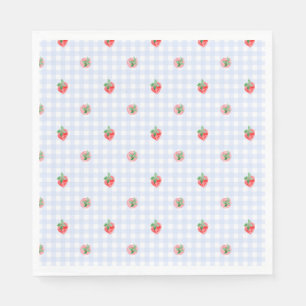 Preppy Berry First Birthday Watercolor Strawberrie Napkin