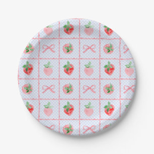 Preppy Berry First Birthday Watercolor Strawberrie Paper Plate